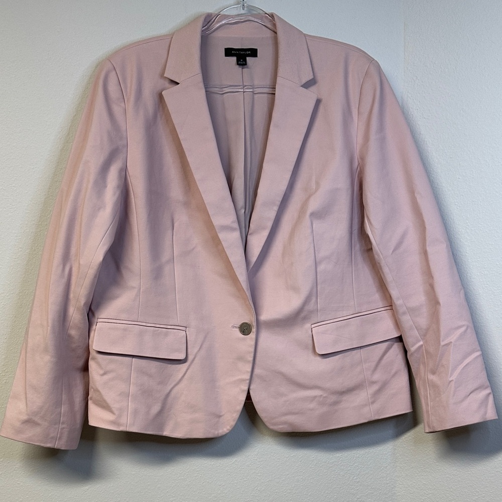 Ann Taylor Light Pink Single-Button Blazer Women's Plus Size 18 EUC